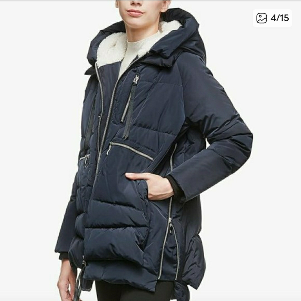 Orolay Women's Navy Hooded Puffer Jacket